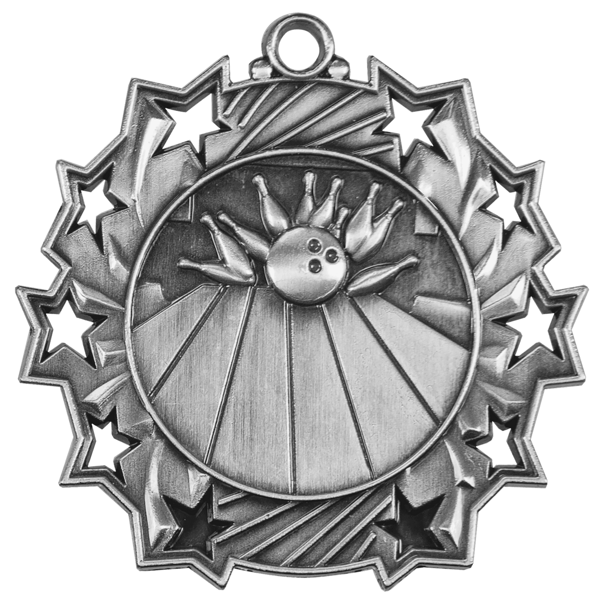 Antique Silver 2 1/4" Bowling Ten Star Medal