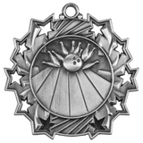 Antique Silver 2 1/4" Bowling Ten Star Medal
