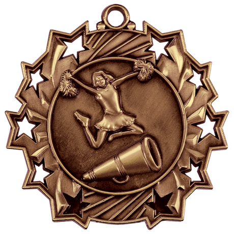 Antique Bronze 2 1/4" Cheer Ten Star Medal