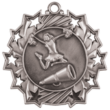 Antique Silver 2 1/4" Cheer Ten Star Medal