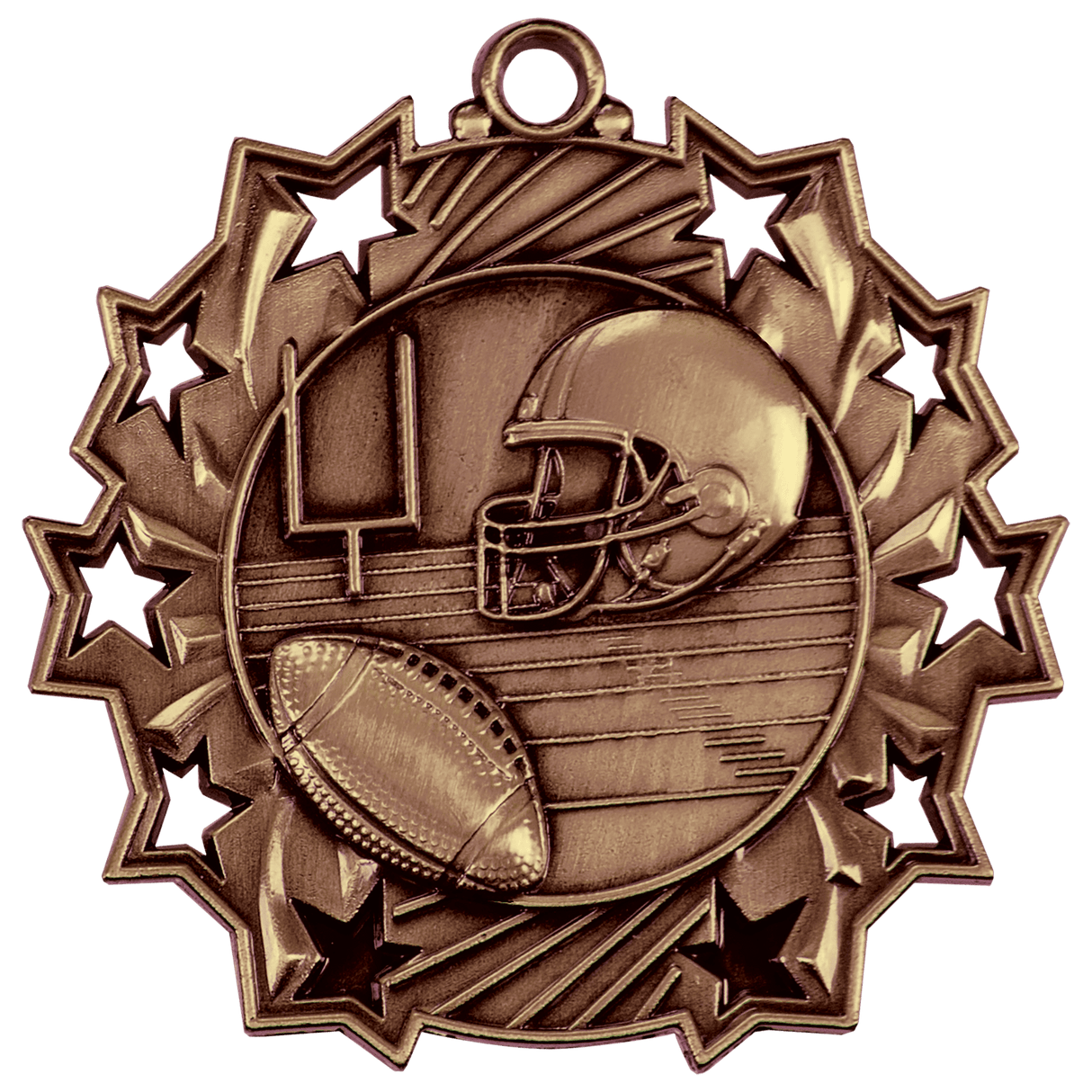 Antique Bronze 2 1/4" Football Ten Star Medal