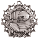Antique Silver 2 1/4" Football Ten Star Medal