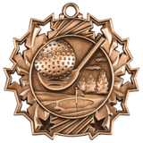 Antique Bronze 2 1/4" Golf Ten Star Medal