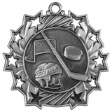 Antique Silver 2 1/4" Hockey Ten Star Medal