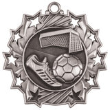 Antique Silver 2 1/4" Soccer Ten Star Medal