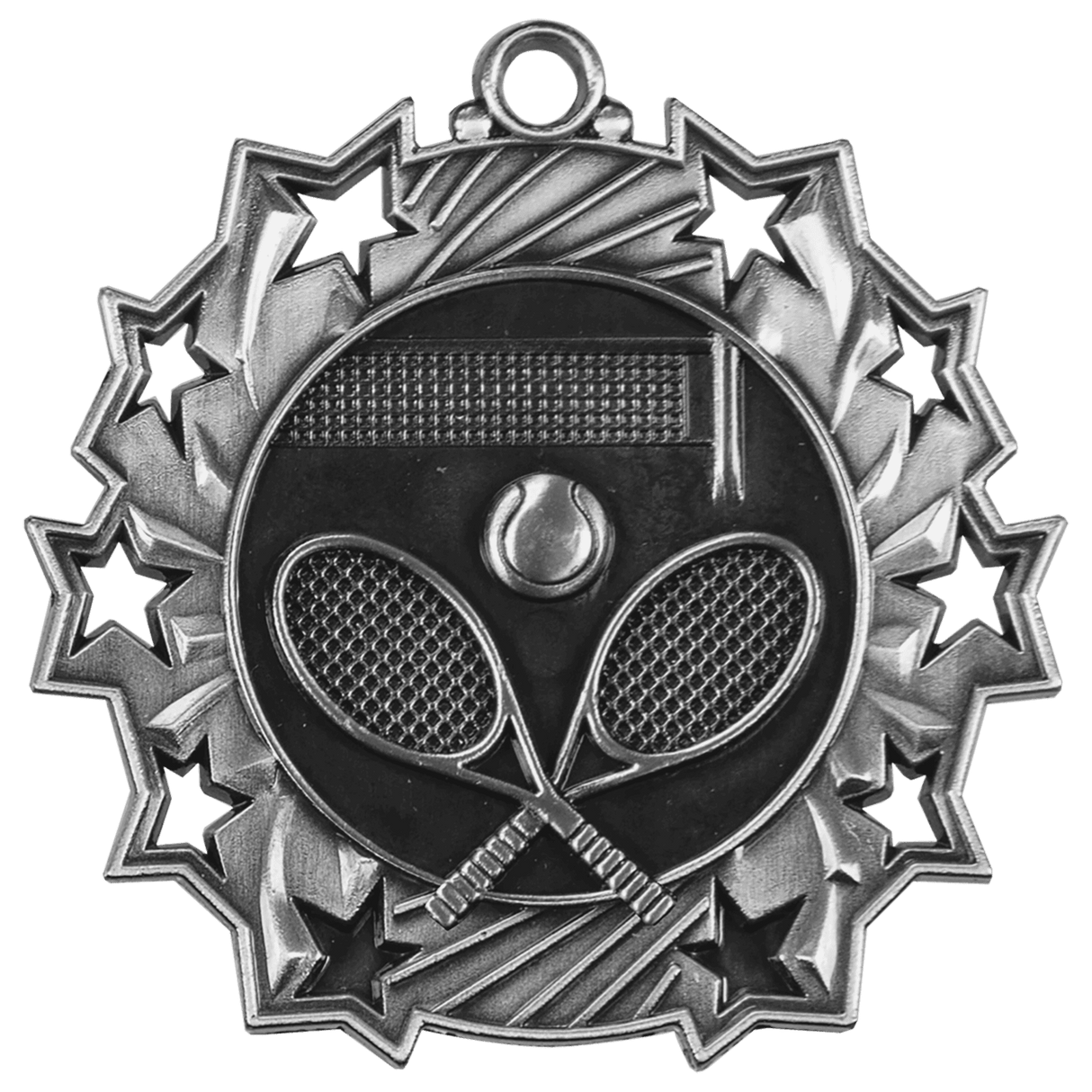 Antique Silver 2 1/4" Tennis Ten Star Medal