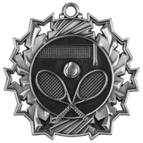 Antique Silver 2 1/4" Tennis Ten Star Medal