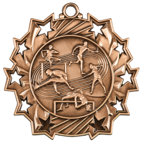 Antique Bronze 2 1/4" Track & Field Ten Star Medal