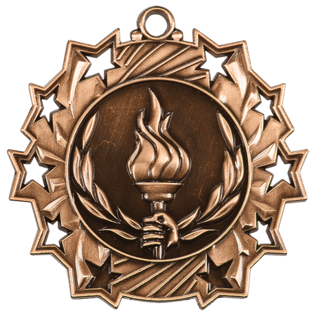 Antique Bronze 2 1/4" Victory Ten Star Medal