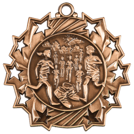 Antique Bronze 2 1/4" Cross Country Ten Star Medal