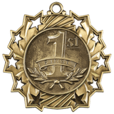 2 1/4" Antique Gold 1st Place Ten Star Medal