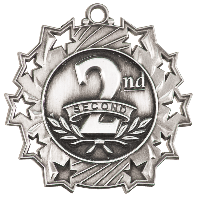 2 1/4" Antique Silver 2nd Place Ten Star Medal