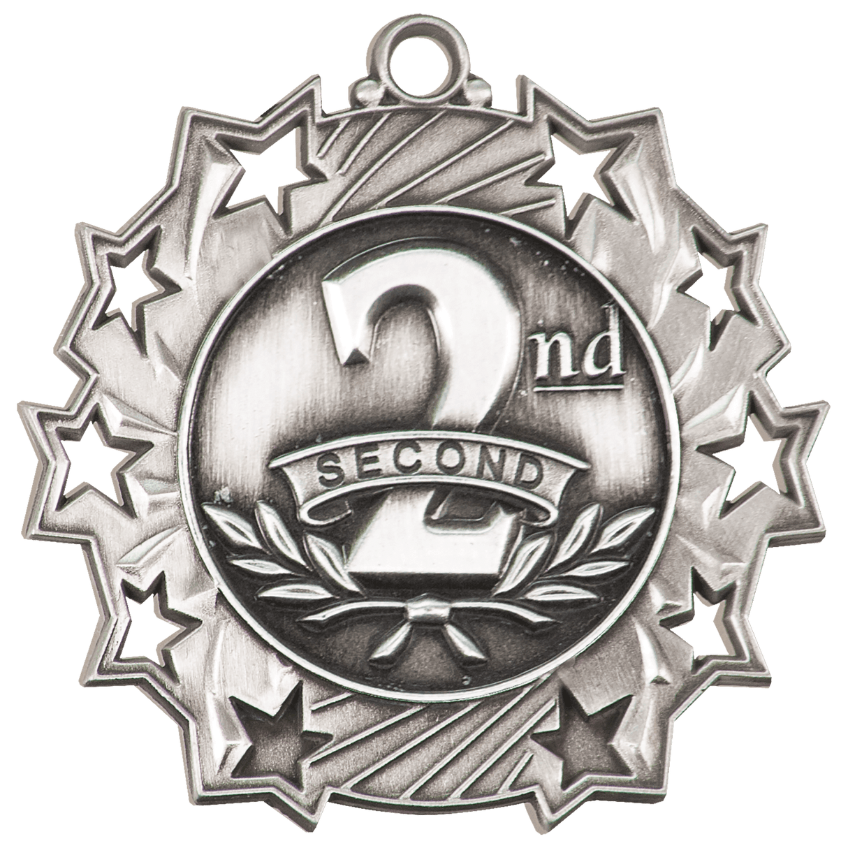 2 1/4" Antique Silver 2nd Place Ten Star Medal