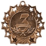 2 1/4" Antique Bronze 3rd Place Ten Star Medal