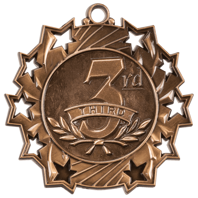 2 1/4" Antique Bronze 3rd Place Ten Star Medal