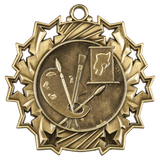 Antique Gold 2 1/4" Art Ten Star Medal