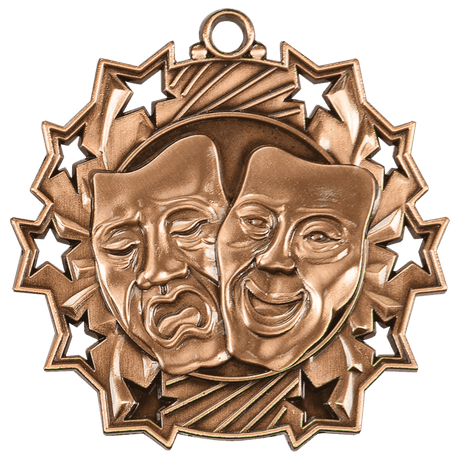 Antique Bronze 2 1/4" Drama Ten Star Medal