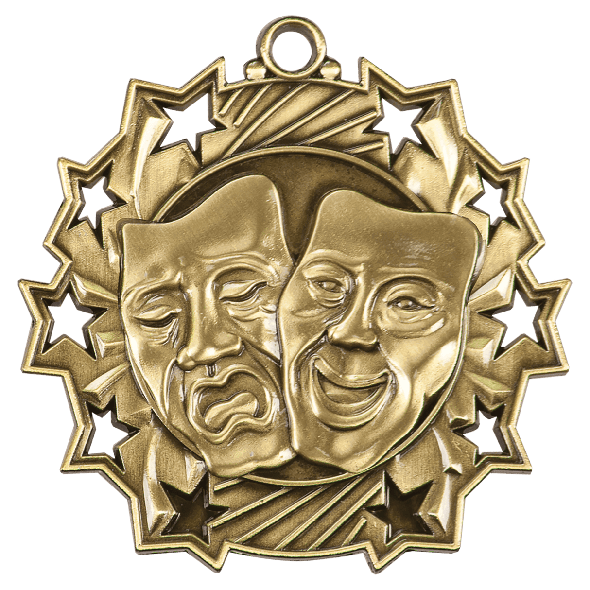 Antique Gold 2 1/4" Drama Ten Star Medal