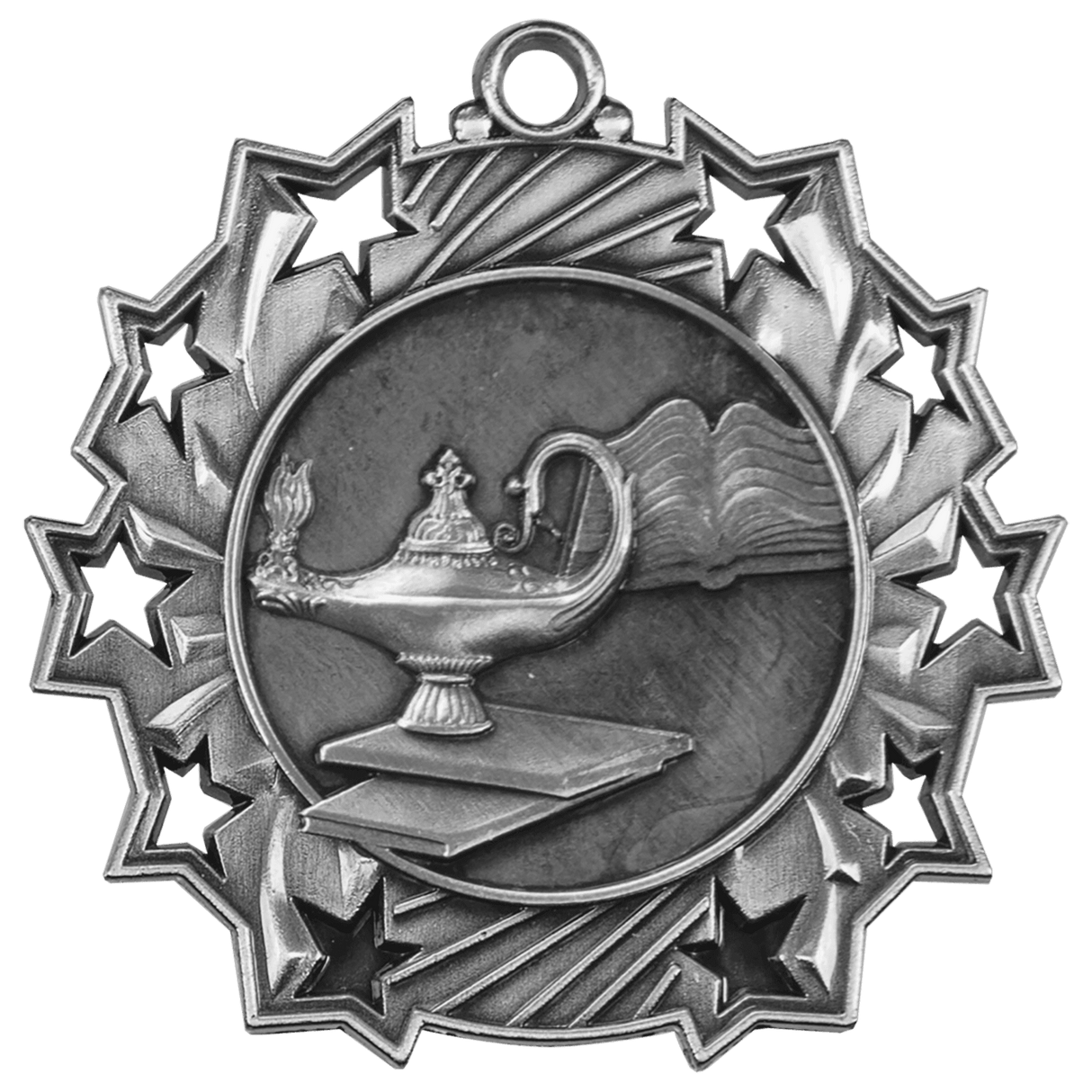 Antique Silver 2 1/4" Graduate Ten Star Medal