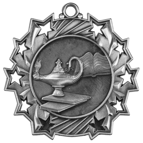 Antique Silver 2 1/4" Graduate Ten Star Medal