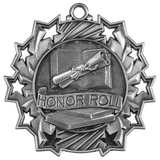 Antique Silver 2 1/4" Honor Roll Ten Star Medal