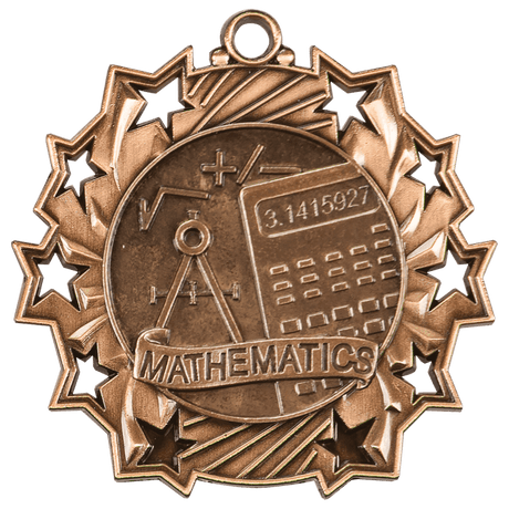 Antique Bronze 2 1/4" Math Ten Star Medal