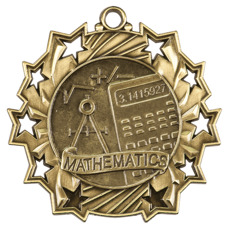 Antique Gold 2 1/4" Math Ten Star Medal
