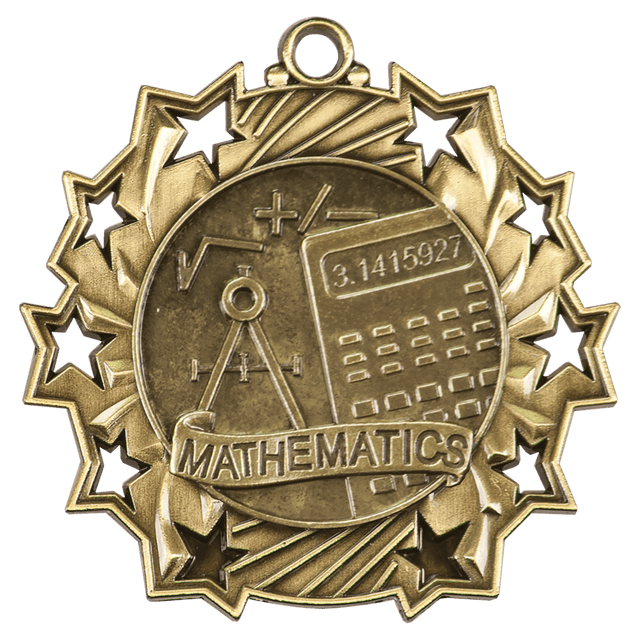Antique Gold 2 1/4" Math Ten Star Medal