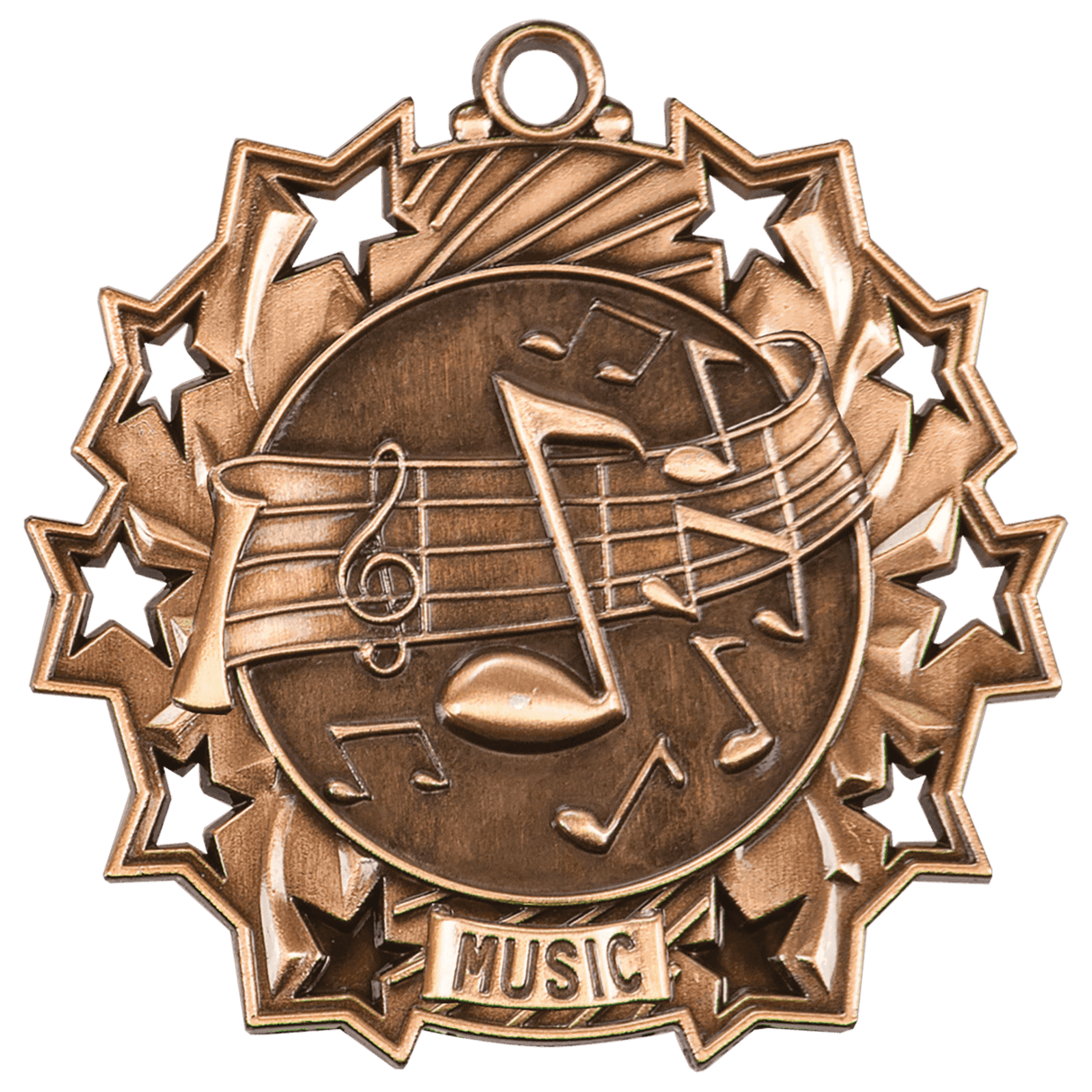 2 1/4" Music Ten Star Medal