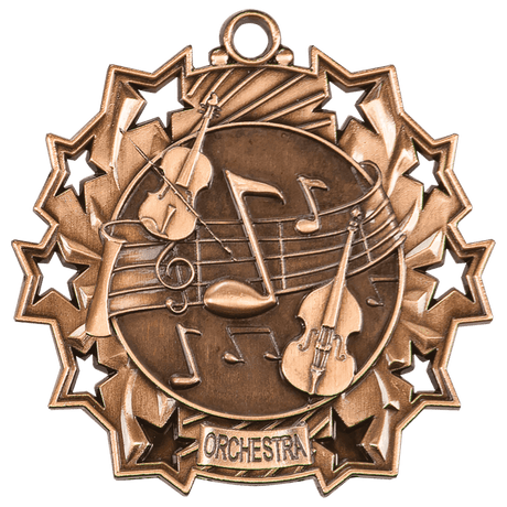 Antique Bronze 2 1/4" Orchestra Ten Star Medal
