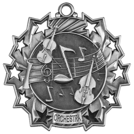 Antique Silver 2 1/4" Orchestra Ten Star Medal