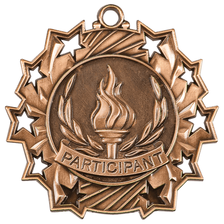 Antique Bronze 2 1/4" Participant Ten Star Medal
