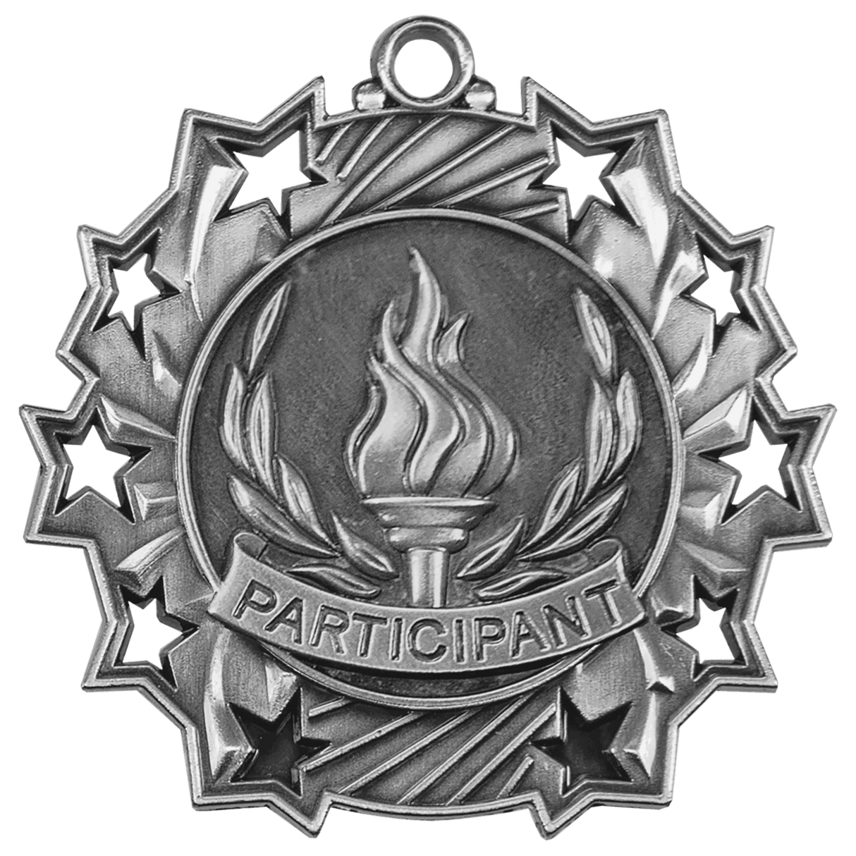 Antique Silver 2 1/4" Participant Ten Star Medal