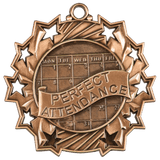 2 1/4" Perfect Attendance Ten Star Medal