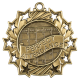 2 1/4" Perfect Attendance Ten Star Medal