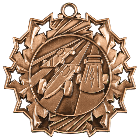 Antique Bronze 2 1/4" Pinewood Derby Ten Star Medal