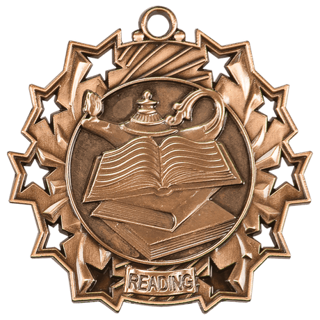Antique Bronze 2 1/4" Reading Ten Star Medal