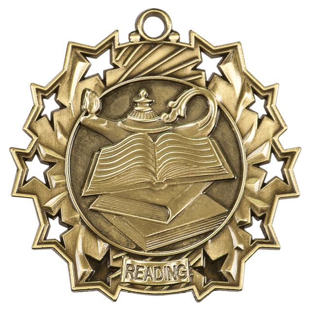 Antique Gold 2 1/4" Reading Ten Star Medal