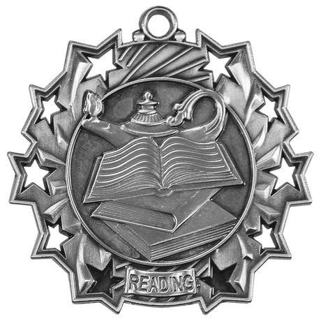 Antique Silver 2 1/4" Reading Ten Star Medal