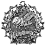 Antique Silver 2 1/4" Spelling Ten Star Medal