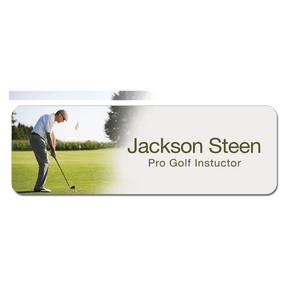 3" x 1" Gloss White Unisub FRP Sublimatable Name Badge with Radius Corners