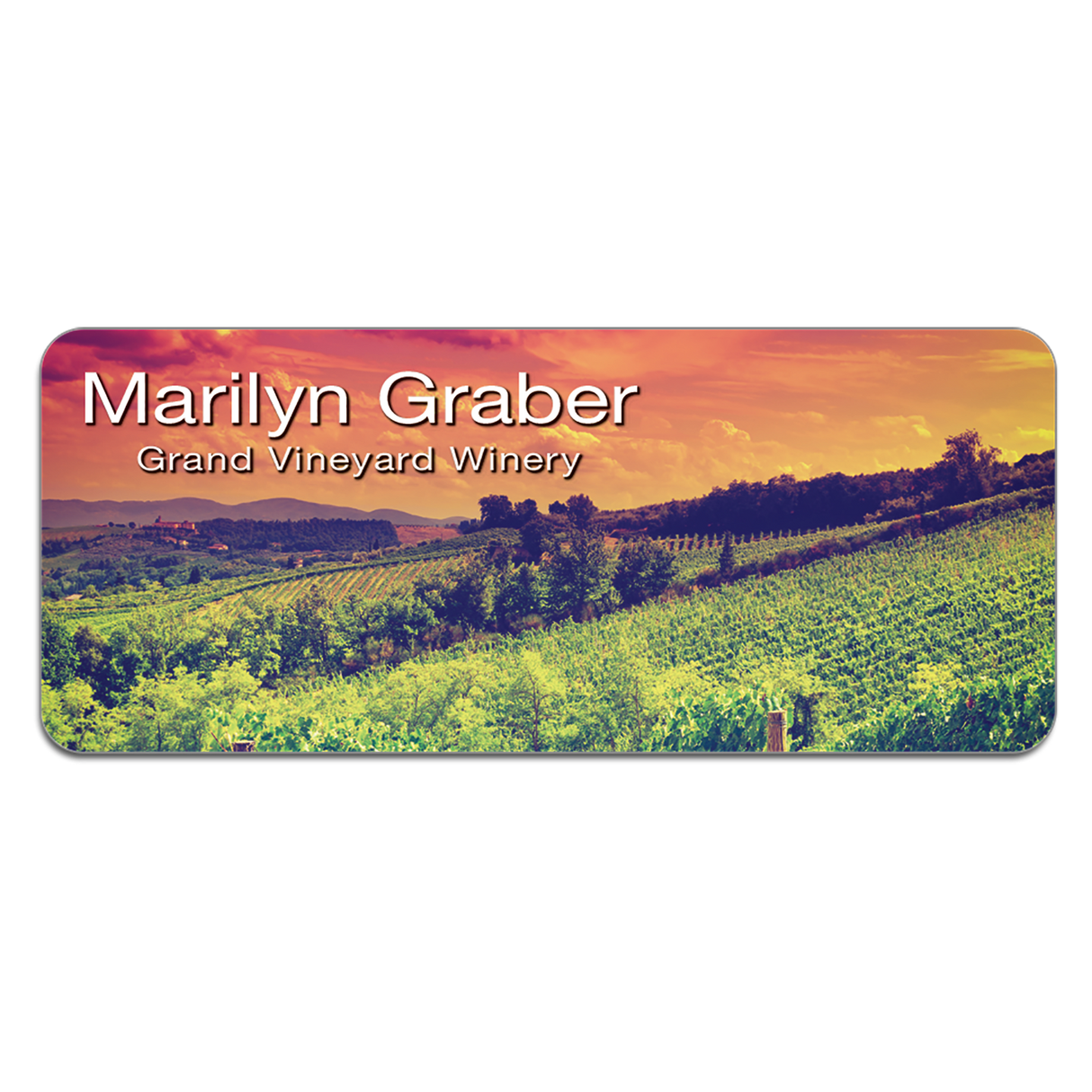 Gloss White 3" x 1.25" Unisub FRP Sublimatable Name Badge with Radius Corners