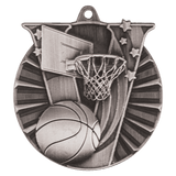 Antique Silver 2" Basketball Victory Medal