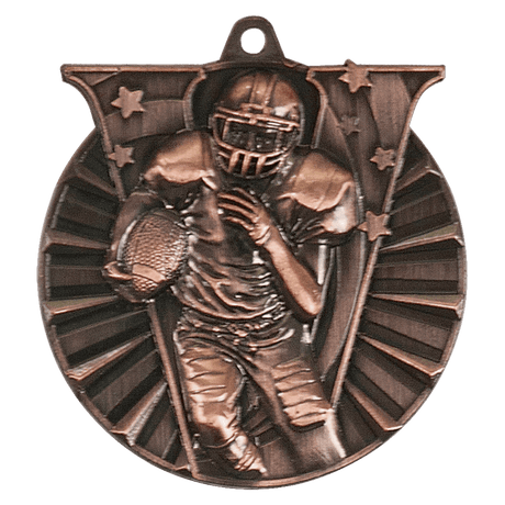 Antique Bronze 2" Football Victory Medal