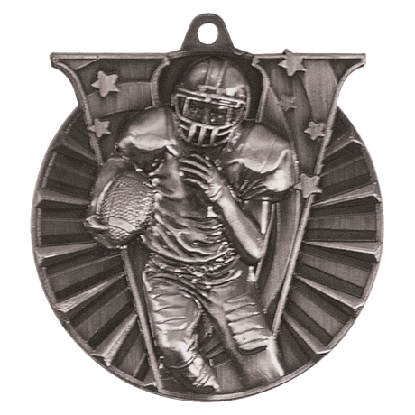 Antique Silver 2" Football Victory Medal