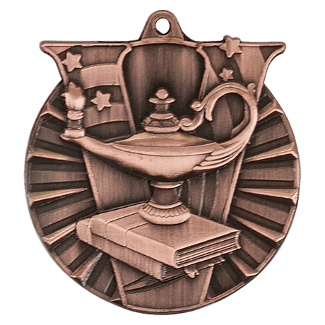 Antique Bronze 2" Lamp of Knowledge Victory Medal