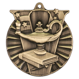 Antique Gold 2" Lamp of Knowledge Victory Medal