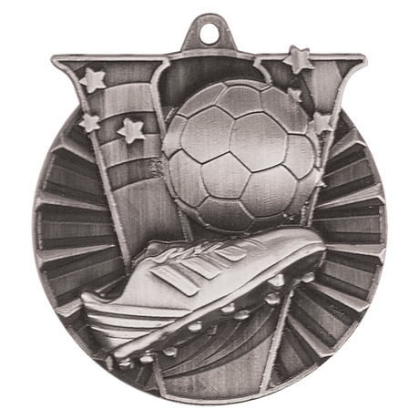 Antique Silver 2" Soccer Victory Medal