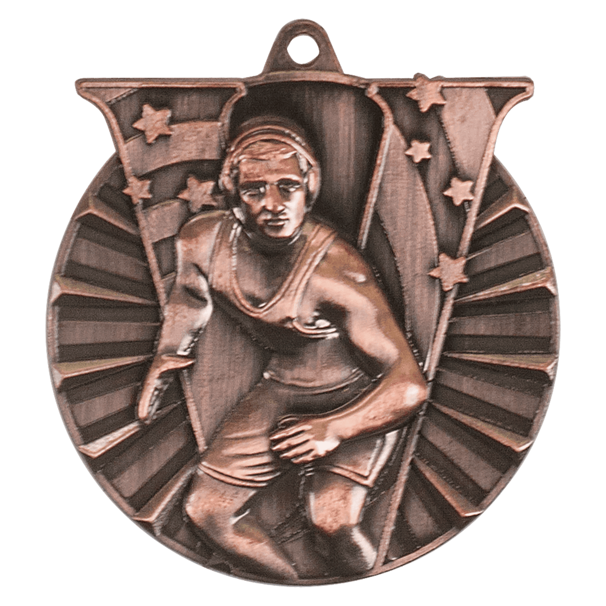 Antique Bronze 2" Wrestling Victory Medal