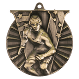 Antique Gold 2" Wrestling Victory Medal